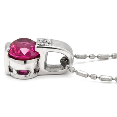 ノンブランド NON BRAND ルビー 0.90ct ダイヤモンド ペンダント ホワイトゴールド Pt900 ルビー ダイヤモンド PT850(チェーン) ネックレス 赤 レッド 1石 1粒 オーバルミックスカット プラチナ
