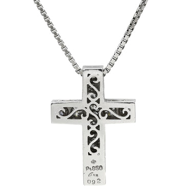 ノンブランド NON BRAND ダイヤモンド 0.92ct クロスペンダント プラチナシルバー Pt850 ダイヤモンド ネックレス 十字架 CROSS 11石 11P 11粒 プラチナ850