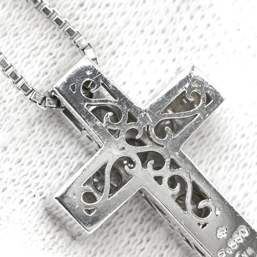 ノンブランド NON BRAND ダイヤモンド 0.92ct クロスペンダント プラチナシルバー Pt850 ダイヤモンド ネックレス 十字架 CROSS 11石 11P 11粒 プラチナ850