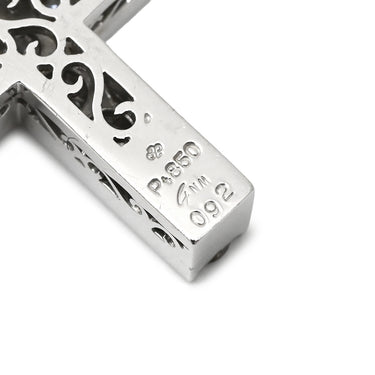 ノンブランド NON BRAND ダイヤモンド 0.92ct クロスペンダント プラチナシルバー Pt850 ダイヤモンド ネックレス 十字架 CROSS 11石 11P 11粒 プラチナ850