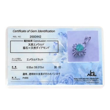 ノンブランド NON BRAND エメラルド 0.55ct ダイヤ グリーン×プラチナシルバー Pt900 ダイヤモンド エメラルド ペンダントトップ 緑 1P 1粒 1石 ネックレストップ プラチナ