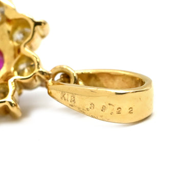ノンブランド NON BRAND ルビー ダイヤモンド レッド×イエローゴールド K18YG ルビー ダイヤモンド ペンダントトップ 赤 オーバルミックスカット チャーム ネックレストップ 18K 750YG