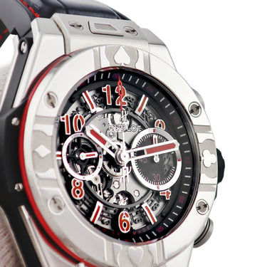 腕時計 ウブロ HUBLOT ビッグバン ウニコ ワールドポーカーツアー スチール 411.SX.1170.LR.WPT15 自動巻き メンズ スケルトン 限定