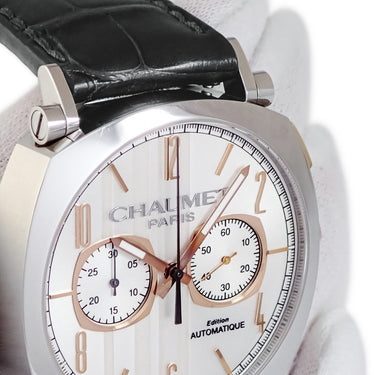 腕時計 ショーメ CHAUMET ダンディ XL クロノグラフ W11790-30V 自動巻き メンズ OH済 K18PG×SS コンビ シルバー スモールセコンド