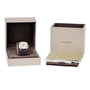 腕時計 ショーメ CHAUMET ダンディ XL クロノグラフ W11790-30V 自動巻き メンズ OH済 K18PG×SS コンビ シルバー スモールセコンド