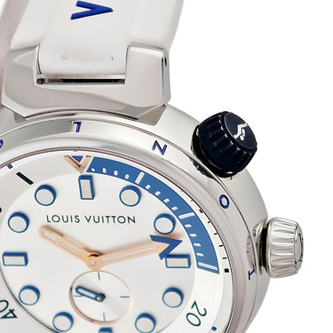 腕時計 ルイヴィトン LOUIS VUITTON タンブール ストリート ダイバー パシフィックホワイト QA124Z クオーツ メンズ スモールセコンド