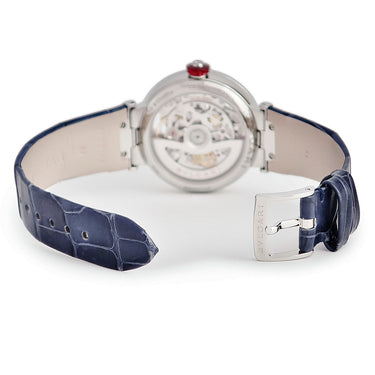 腕時計 ブルガリ BVLGARI ルチェア スケルトン LUP33SKSDL 103518 自動巻き レディース 純正ダイヤ 雪の結晶 青針 日本限定