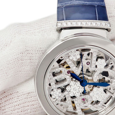 腕時計 ブルガリ BVLGARI ルチェア スケルトン LUP33SKSDL 103518 自動巻き レディース 純正ダイヤ 雪の結晶 青針 日本限定