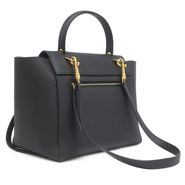 セリーヌ Celine ベルトバッグ ミニ ブラック レザー 2WAYバッグ ゴールド金具 ハンドバッグ ショルダーバッグ 黒