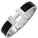 エルメス HERMES クリックH PM ブラック×シルバー GP エナメル ブレスレット シルバー金具 Hブレス クリッククラック