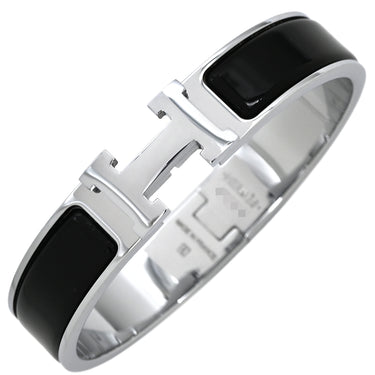 エルメス HERMES クリックH PM ブラック×シルバー GP エナメル ブレスレット シルバー金具 Hブレス クリッククラック