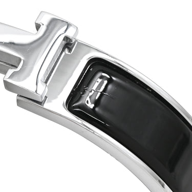 エルメス HERMES クリックH PM ブラック×シルバー GP エナメル ブレスレット シルバー金具 Hブレス クリッククラック