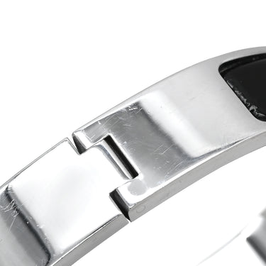 エルメス HERMES クリックH PM ブラック×シルバー GP エナメル ブレスレット シルバー金具 Hブレス クリッククラック