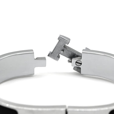エルメス HERMES クリックH PM ブラック×シルバー GP エナメル ブレスレット シルバー金具 Hブレス クリッククラック