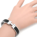 エルメス HERMES クリックH PM ブラック×シルバー GP エナメル ブレスレット シルバー金具 Hブレス クリッククラック