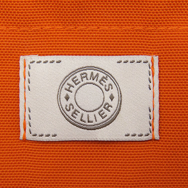 エルメス HERMES サックドパンサージュ グルーム ネイビー×オレンジ キャンバス トワルシェブロン 2WAYバッグ シルバー金具 紺 バイカラー ショルダー トート