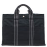エルメス HERMES フールトゥ MM ブラック キャンバス トートバッグ シルバー金具 黒 グレー A4 ハンドバッグ トート