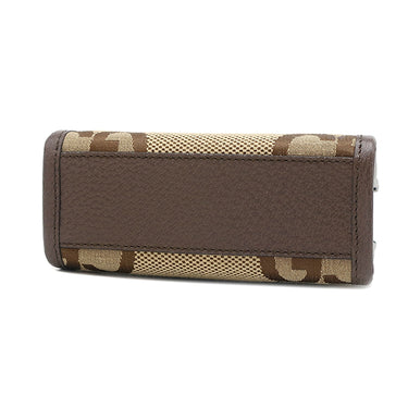 グッチ GUCCI ミニトート 699406 ベージュXブラウン レザー ジャンボGGキャンバス 2WAYバッグ ゴールド金具 茶 シェリーラインストラップ