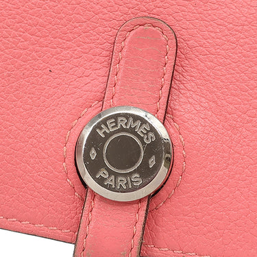 エルメス HERMES ドゴンデュオ ドゴンGM ローズアザレ エバーカラー 長財布 シルバー金具 ピンク