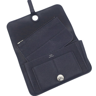 エルメス HERMES ドゴンデュオ ドゴンGM ブルーインディゴ トゴ 長財布 シルバー金具 紺