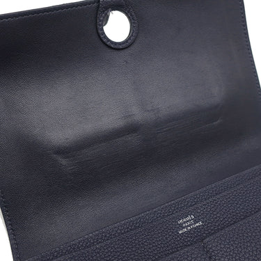 エルメス HERMES ドゴンデュオ ドゴンGM ブルーインディゴ トゴ 長財布 シルバー金具 紺
