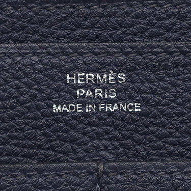 エルメス HERMES ドゴンデュオ ドゴンGM ブルーインディゴ トゴ 長財布 シルバー金具 紺