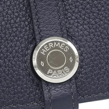 エルメス HERMES ドゴンデュオ ドゴンGM ブルーインディゴ トゴ 長財布 シルバー金具 紺