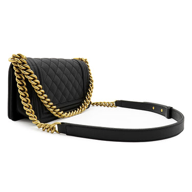 シャネル CHANEL ボーイシャネル スモール チェーン ブラック キャビアスキン ショルダーバッグ ヴィンテージ金具 黒