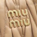 ミュウミュウ Miu Miu アルカディ マテラッセ レザー バッグ スモール サンドベージュ レザー 2WAYバッグ ゴールド金具 ミラーケース欠品