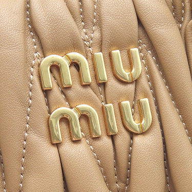 ミュウミュウ Miu Miu アルカディ マテラッセ レザー バッグ スモール サンドベージュ レザー 2WAYバッグ ゴールド金具 ミラーケース欠品