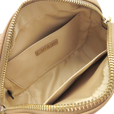 ミュウミュウ Miu Miu アルカディ マテラッセ レザー バッグ スモール サンドベージュ レザー 2WAYバッグ ゴールド金具 ミラーケース欠品