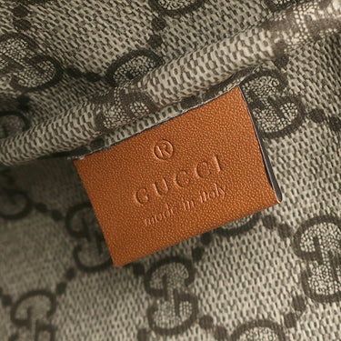 グッチ GUCCI ロゴプリント 777165 ベージュ×ブラウン キャンバス レザー クラッチバッグ シルバー金具 セカンドバッグ ストラップ付 ポーチ