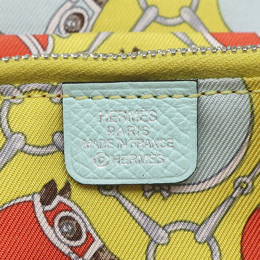 エルメス Hermes アザップロング シルクイン ブルーアトール ヴォーエプソン 長財布 ゴールド金具 水色