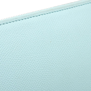 エルメス Hermes アザップロング シルクイン ブルーアトール ヴォーエプソン 長財布 ゴールド金具 水色