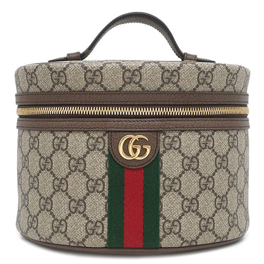 グッチ GUCCI コスメティック バニティ 611001 ベージュ×ブラウン GGスプリームキャンバス レザー ポーチ ゴールド金具 化粧ポーチ シェリー ウェブ