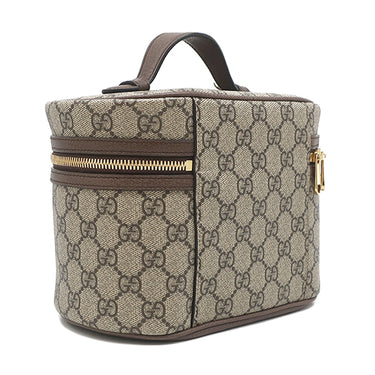 グッチ GUCCI コスメティック バニティ 611001 ベージュ×ブラウン GGスプリームキャンバス レザー ポーチ ゴールド金具 化粧ポーチ シェリー ウェブ