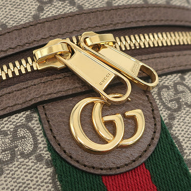 グッチ GUCCI コスメティック バニティ 611001 ベージュ×ブラウン GGスプリームキャンバス レザー ポーチ ゴールド金具 化粧ポーチ シェリー ウェブ