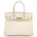 エルメス HERMES バーキン30 クレ ヴォーエプソン ハンドバッグ ゴールド金具 オフホワイト