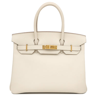 エルメス HERMES バーキン30 クレ ヴォーエプソン ハンドバッグ ゴールド金具 オフホワイト