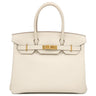 エルメス HERMES バーキン30 クレ ヴォーエプソン ハンドバッグ ゴールド金具 オフホワイト
