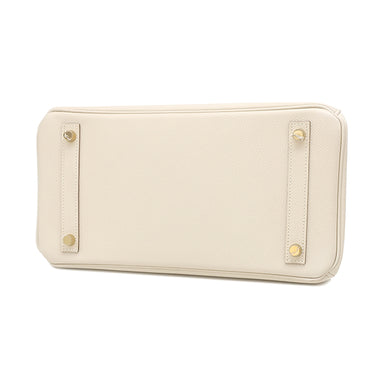 エルメス HERMES バーキン30 クレ ヴォーエプソン ハンドバッグ ゴールド金具 オフホワイト