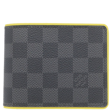 ルイヴィトン LOUIS VUITTON ポルトフォイユ ミュルティプル N63258 グラフィット×アニスイエロー ダミエグラフィットキャンバス 二つ折り財布