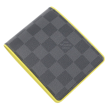 ルイヴィトン LOUIS VUITTON ポルトフォイユ ミュルティプル N63258 グラフィット×アニスイエロー ダミエグラフィットキャンバス 二つ折り財布