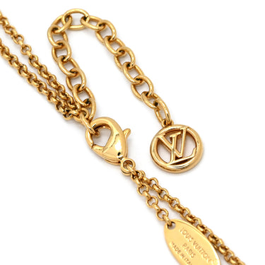 ルイヴィトン LOUIS VUITTON レディ LV M01845 ゴールド GP ストラス ラインストーン ネックレス 2連 ダブルチェーン モノグラムフラワー