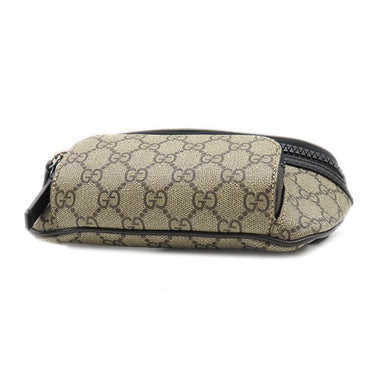 グッチ Gucci クロスボディバッグ 779877 ベージュ×ブラック GGスプリームキャンバス ボディバッグ シルバー金具 ウエストバッグ 黒
