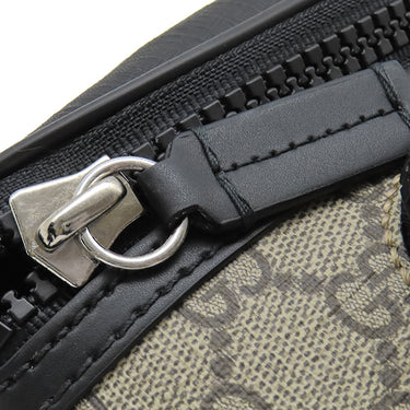 グッチ Gucci クロスボディバッグ 779877 ベージュ×ブラック GGスプリームキャンバス ボディバッグ シルバー金具 ウエストバッグ 黒