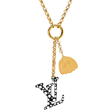 ルイヴィトン LOUIS VUITTON LV×YK コリエLV アイコニック インフィニティドット M01079 ブラック×ホワイト×ゴールド GP 樹脂系 ネックレス 白 黒 草間彌生