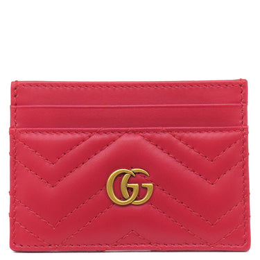 グッチ GUCCI GGマーモント 443127 レッド レザー カードケース ゴールド金具 名刺入れ カード入れ キルティング 赤