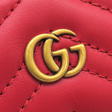 グッチ GUCCI GGマーモント 443127 レッド レザー カードケース ゴールド金具 名刺入れ カード入れ キルティング 赤