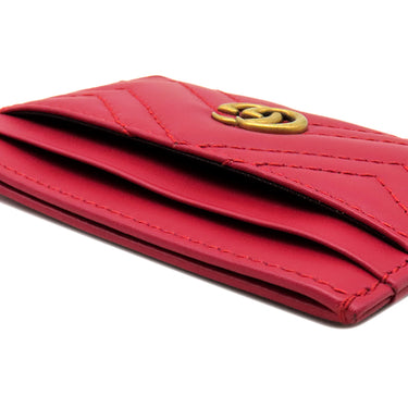 グッチ GUCCI GGマーモント 443127 レッド レザー カードケース ゴールド金具 名刺入れ カード入れ キルティング 赤
